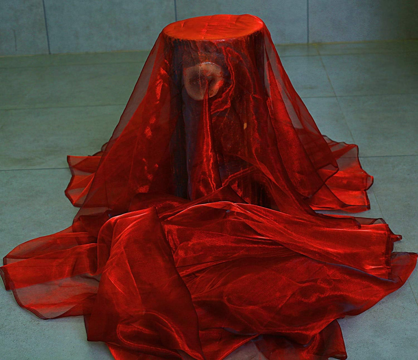 VDS Maroon Organza Fabric, 20 Yards Continuous, 45” Wide, Wedding Party Decoration Iridescent Crystal Sheer Shiny Organza Tulle Bridal Dress DIY Crafts Costume Sewing Backdrop Arch Cloth