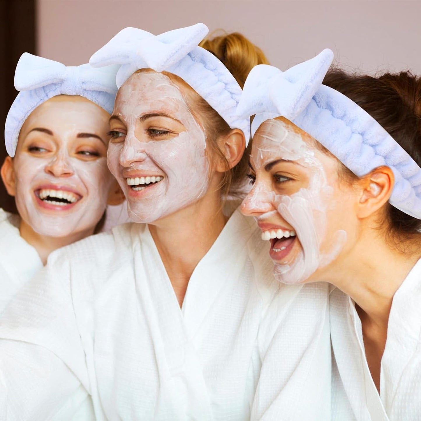 Semato 8 Pcs Blue Spa Headband Bachelorette Party Favor Set Skincare Headbands for Women Gifts and Party Supplies (Blue)