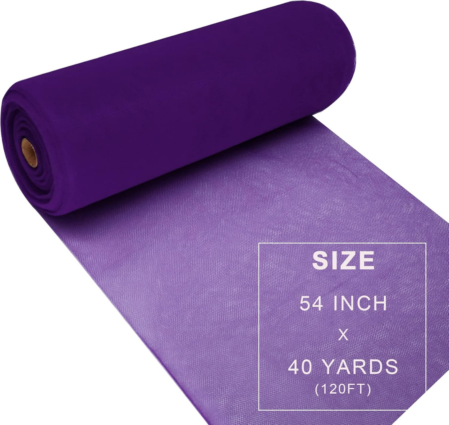 Purple Tulle Fabric Roll Spool Bolt (54 Inch by 40 Yards) Large Tulle Wedding Party Decoration, Tutu Skirt, Table Runner, Gift Wrapping, Bridal Shower, Soft & Drape (Purple)