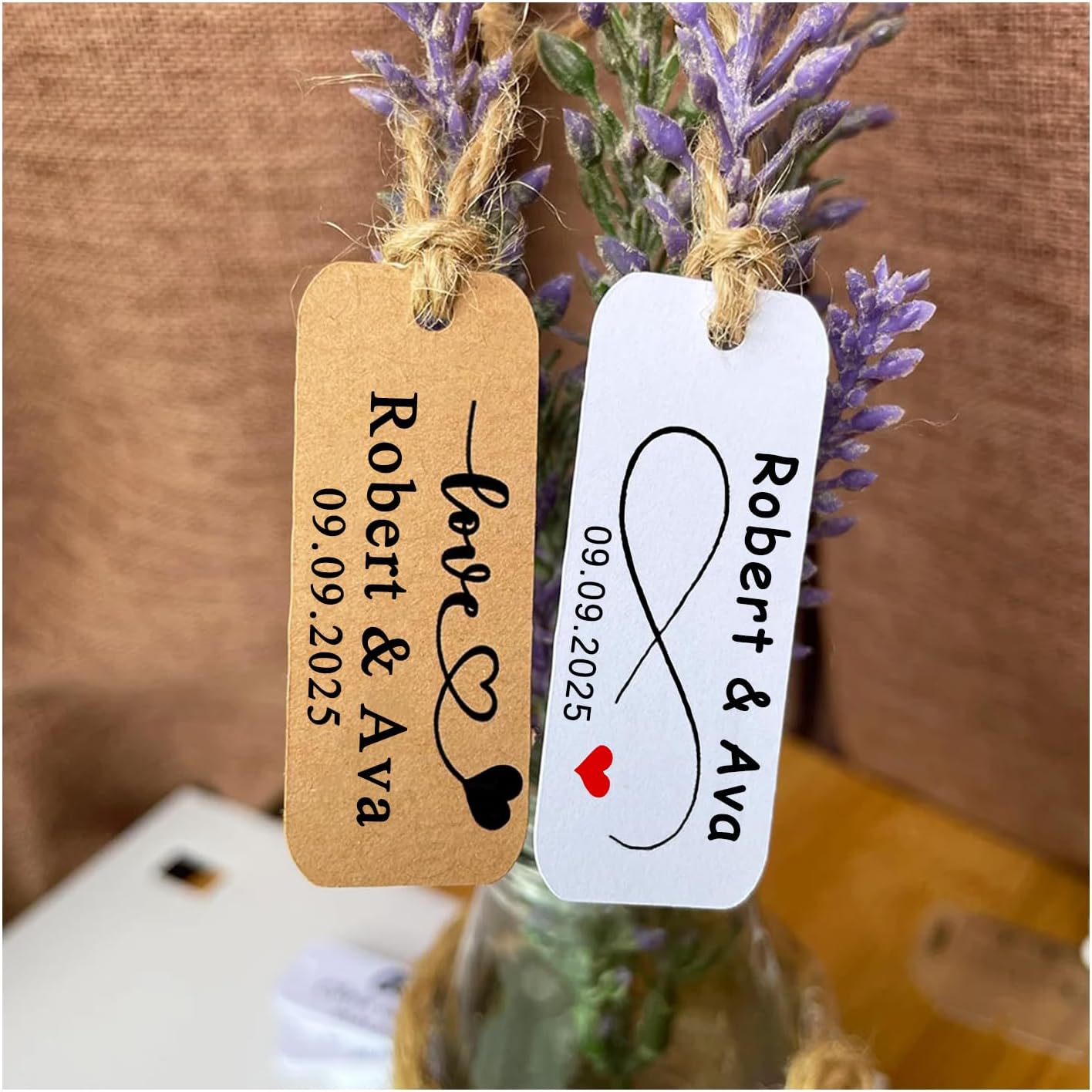 Custom 2x0.68inch 100pack Gift Tags with Strings,Personalized Thank You Tags Party Decoration Paper Gift Labels for Birthday Wedding Favor Baby Shower Floral Hang Tag Hangtag