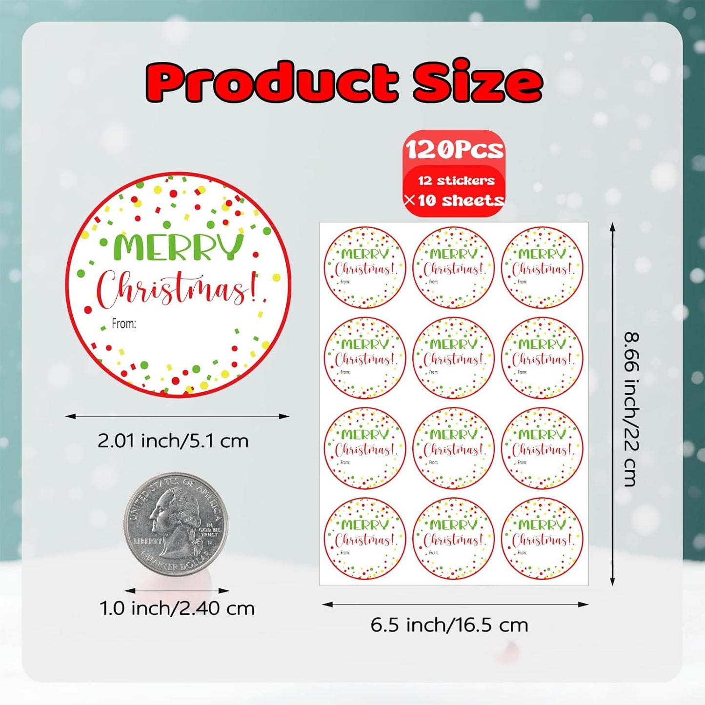 120Pcs Merry Christmas Stickers, 2" Christmas Name Tags Stickers Self-Adhesive, Color Points Xmas Labels for Gifts, Happy Holidays Stickers for Party Window Gift Goodie Bags Xmas Decor