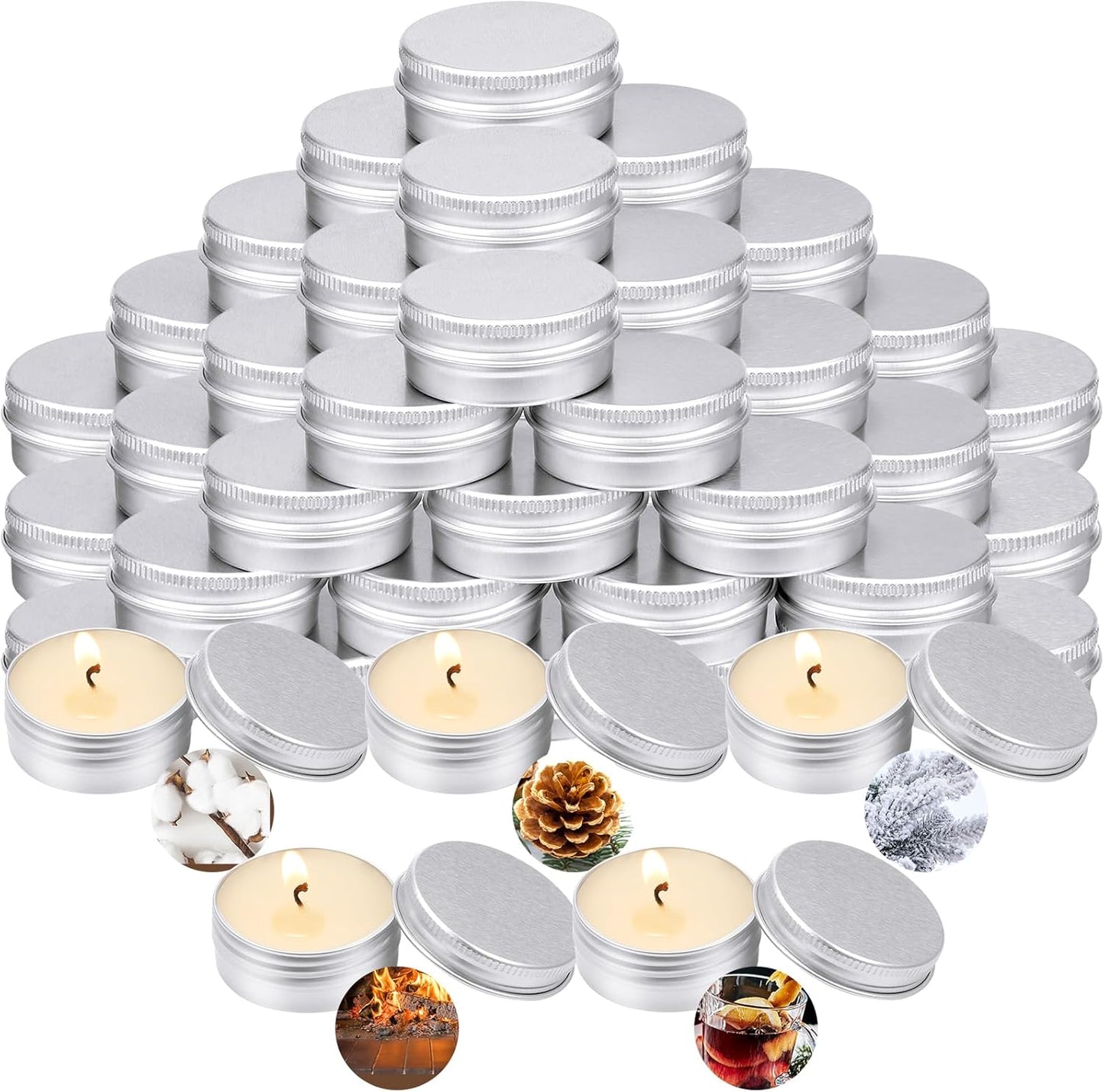 MTLEE 50 Pcs Wedding Scented Candles Gift Travel Tin Candle Aromatherapy Candle for Christmas Winter Baby Shower Favors Wedding Gifts(Christmas Flavor)