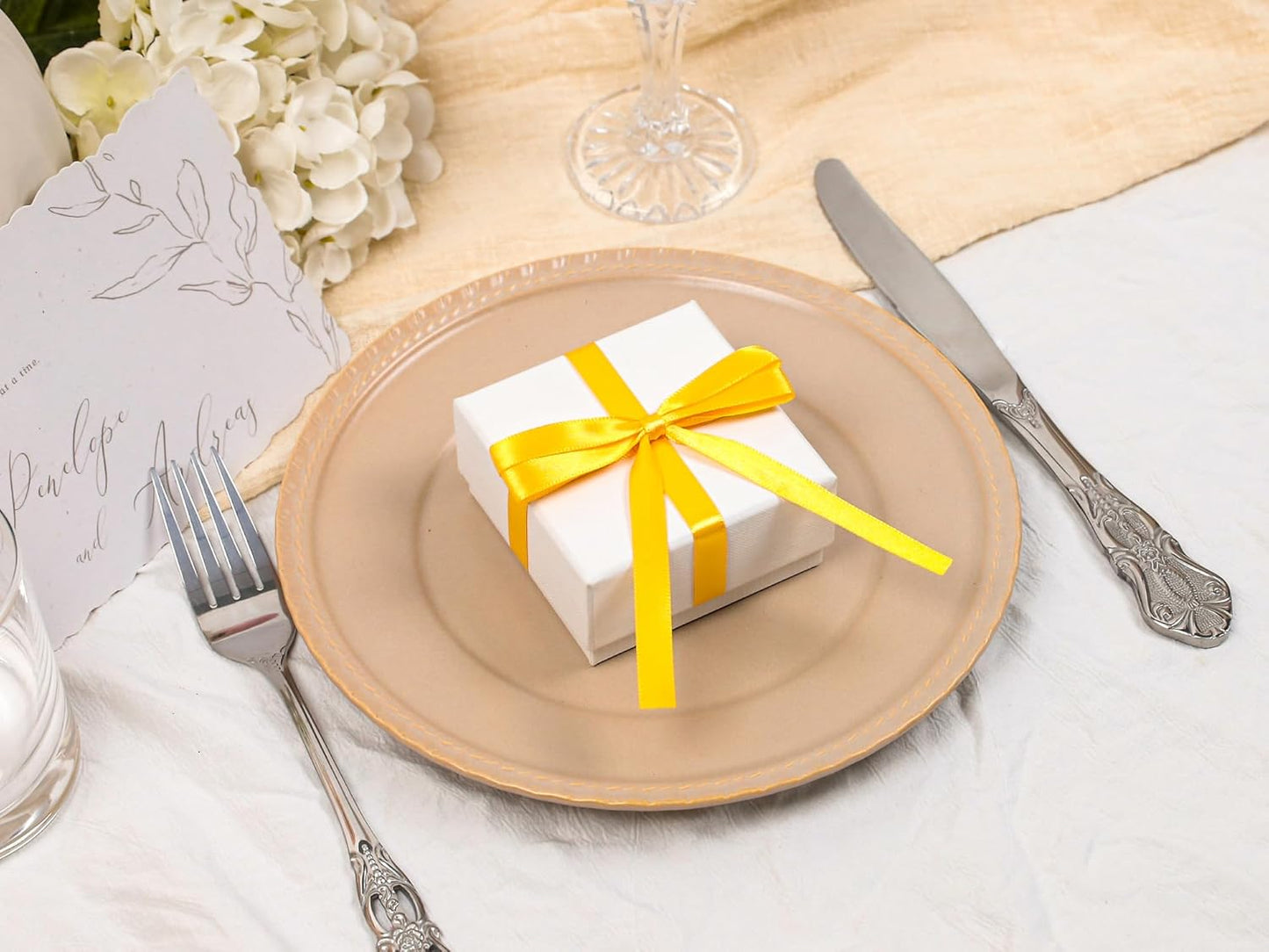 Yellow Satin Ribbon 3/8 inch X Continuous 100 Yards, Single Face Polyester Ribbon Perfect for Gift Wrapping, Flower Bouquet, Wedding Decor, Crafts, Bow Making, Sewing and More