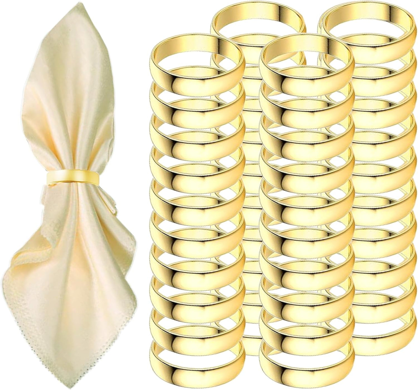 Gold Napkin Rings-40 Pcs Stainless Steel Napkin Rings,Metal Napkin Ring for Table Settings Wedding Christmas Party Dinner Table