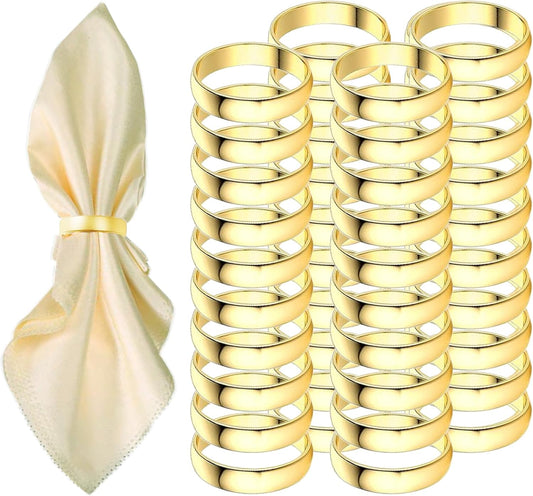 Gold Napkin Rings-40 Pcs Stainless Steel Napkin Rings,Metal Napkin Ring for Table Settings Wedding Christmas Party Dinner Table