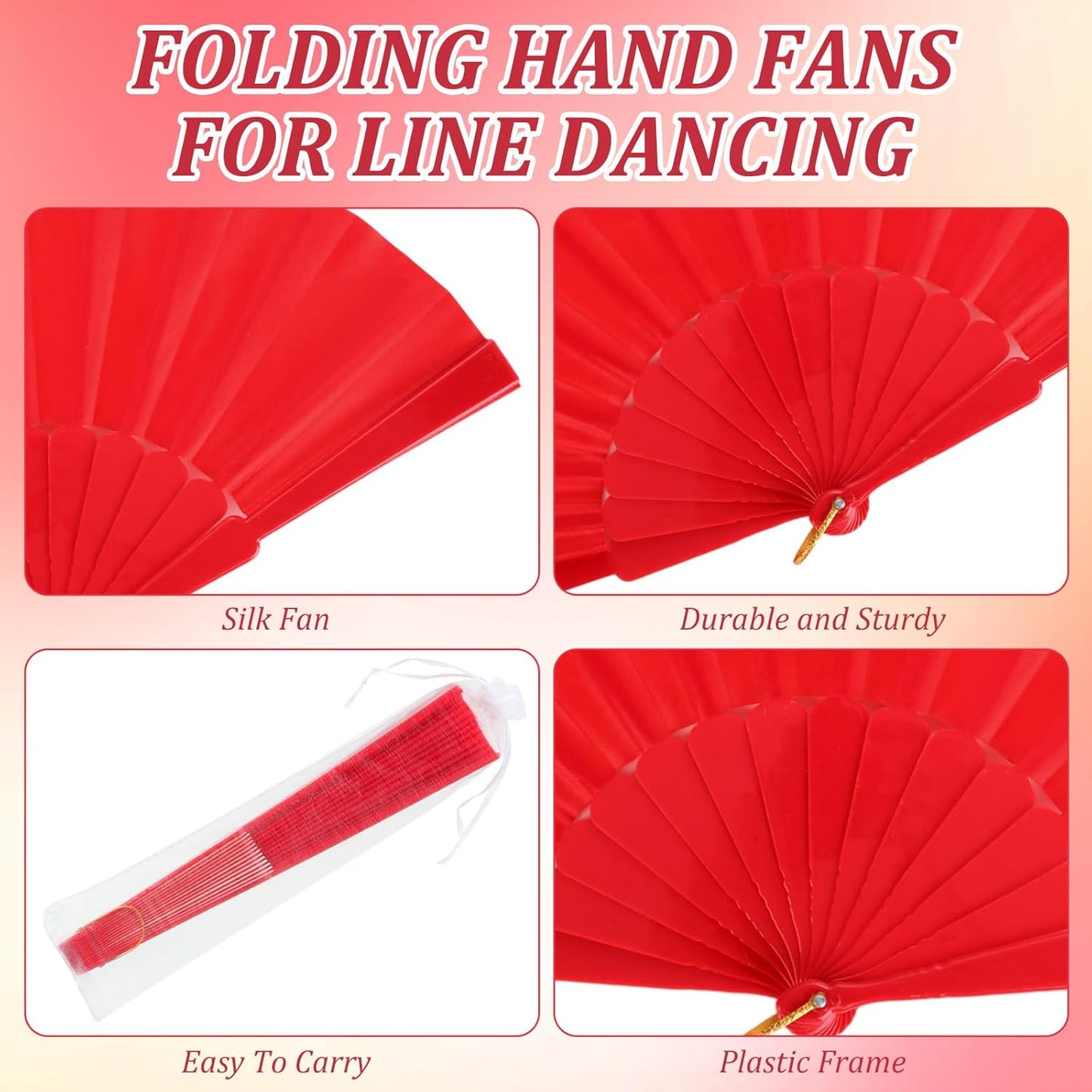 Geetery 30 Pcs Folding Hand Fan for Line Dancing Spanish Boots on the Ground Fans Gifts Bulk Colorful Silk Popping Rave for Women Tea Party Wedding Church Halloween Costume(Gauze,Pure Color)