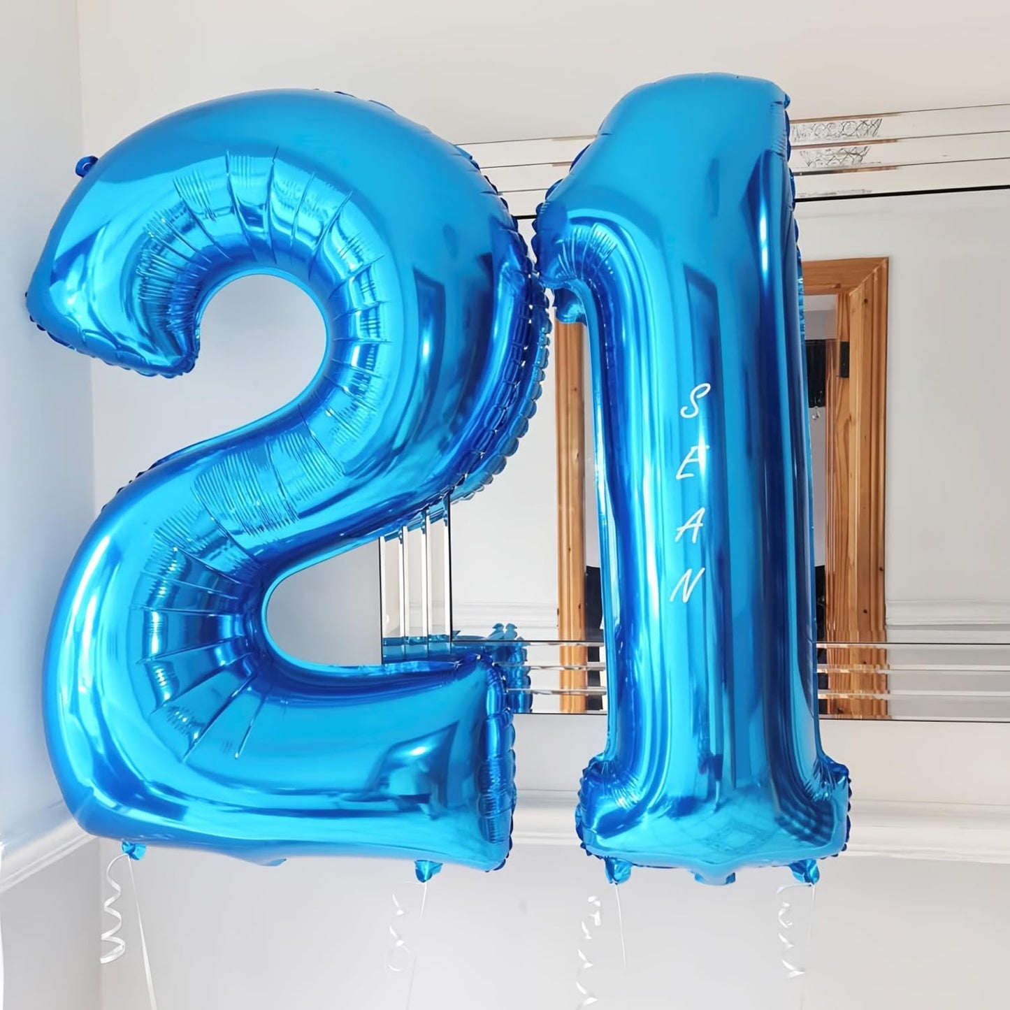 Blue 4 Balloon Number,40 Inch Number 4 Balloon Big Blue 4 Foil Mylar Helium Balloon for Birthday Party Decorations