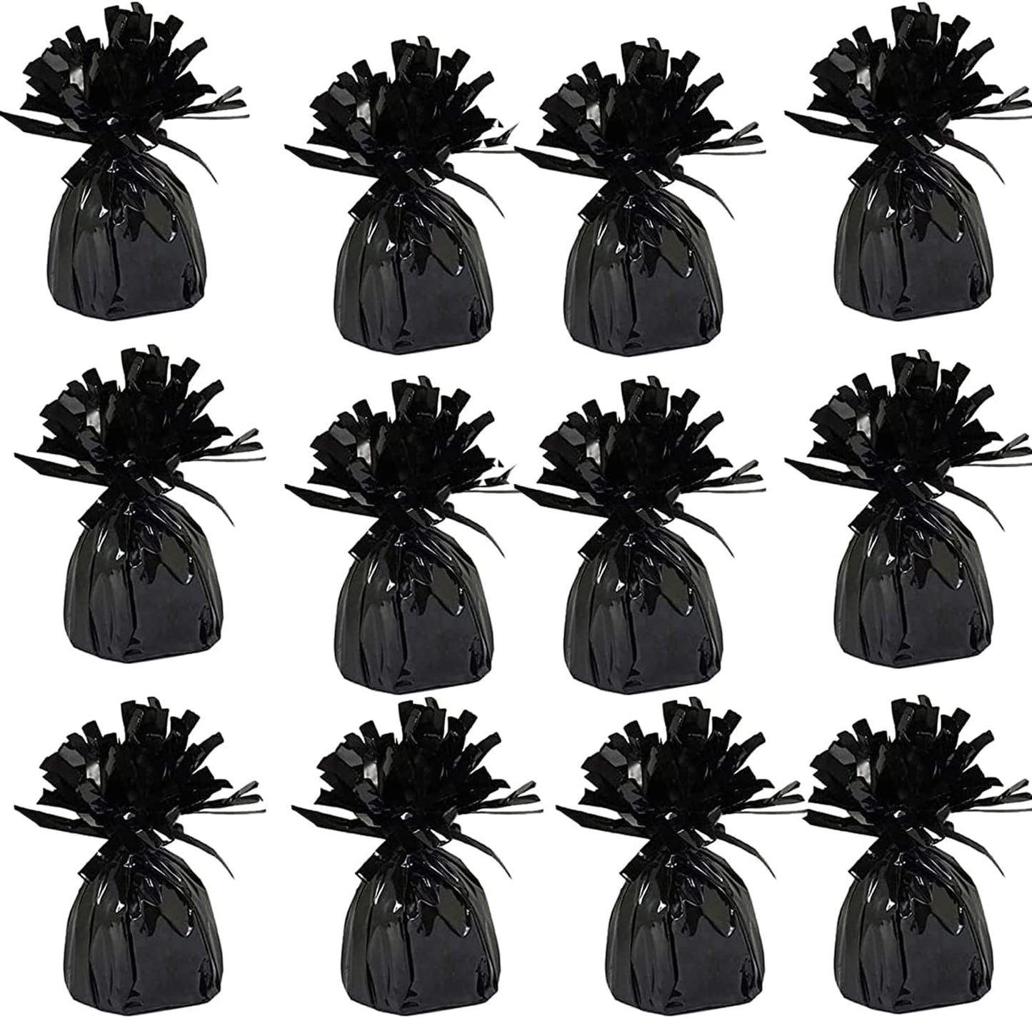 Metallic Balloon Weights, Birthday Party Favors, Novelty and Gag Gifts, 5.5" Inches, 12-Pack (Black)