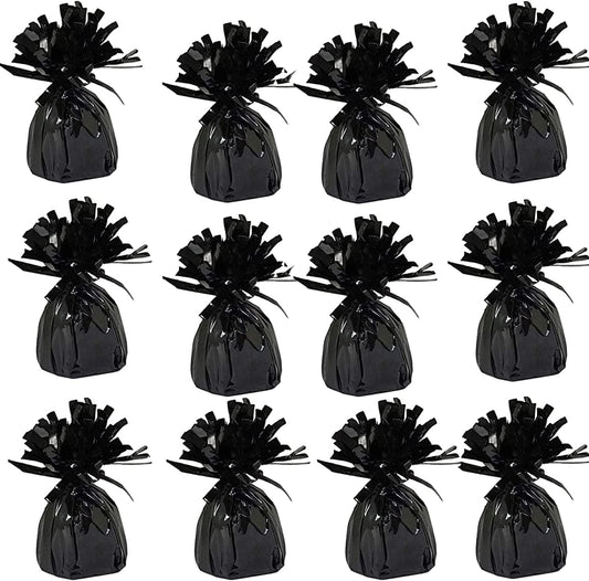 Metallic Balloon Weights, Birthday Party Favors, Novelty and Gag Gifts, 5.5" Inches, 12-Pack (Black)