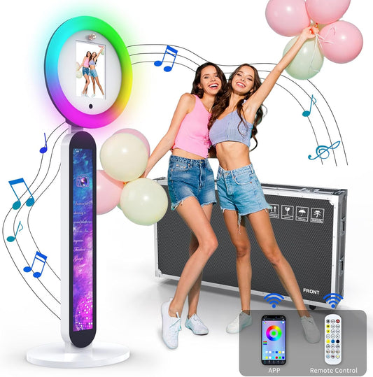 Portable Photo Booth, Photo Booth Shell Stand Provide Cyratok PhotoBooth Software,Flight Case,Free Custom Logo,Selfie Booth Machine Photo with Any Ipad Perfect for Parties Wedding Events Rental