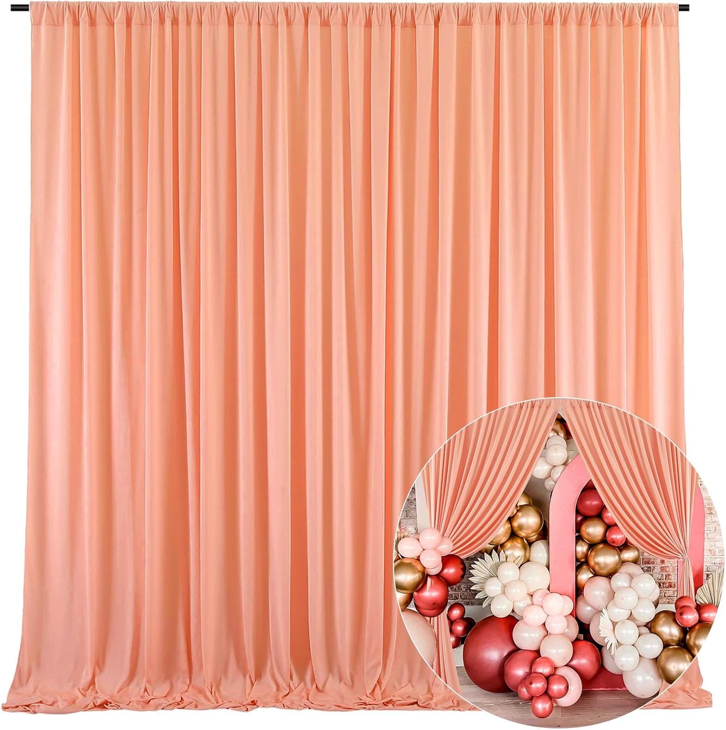 10 x 7 Feet Rose Gold Backdrop Curtain for Partie, Background Curtains for Photoshoot, Birthday, Wedding, Halloween, Thanksgiving, Christmas Day, New Year Party Decorations 5Ft x 7Ft, 2 Panels