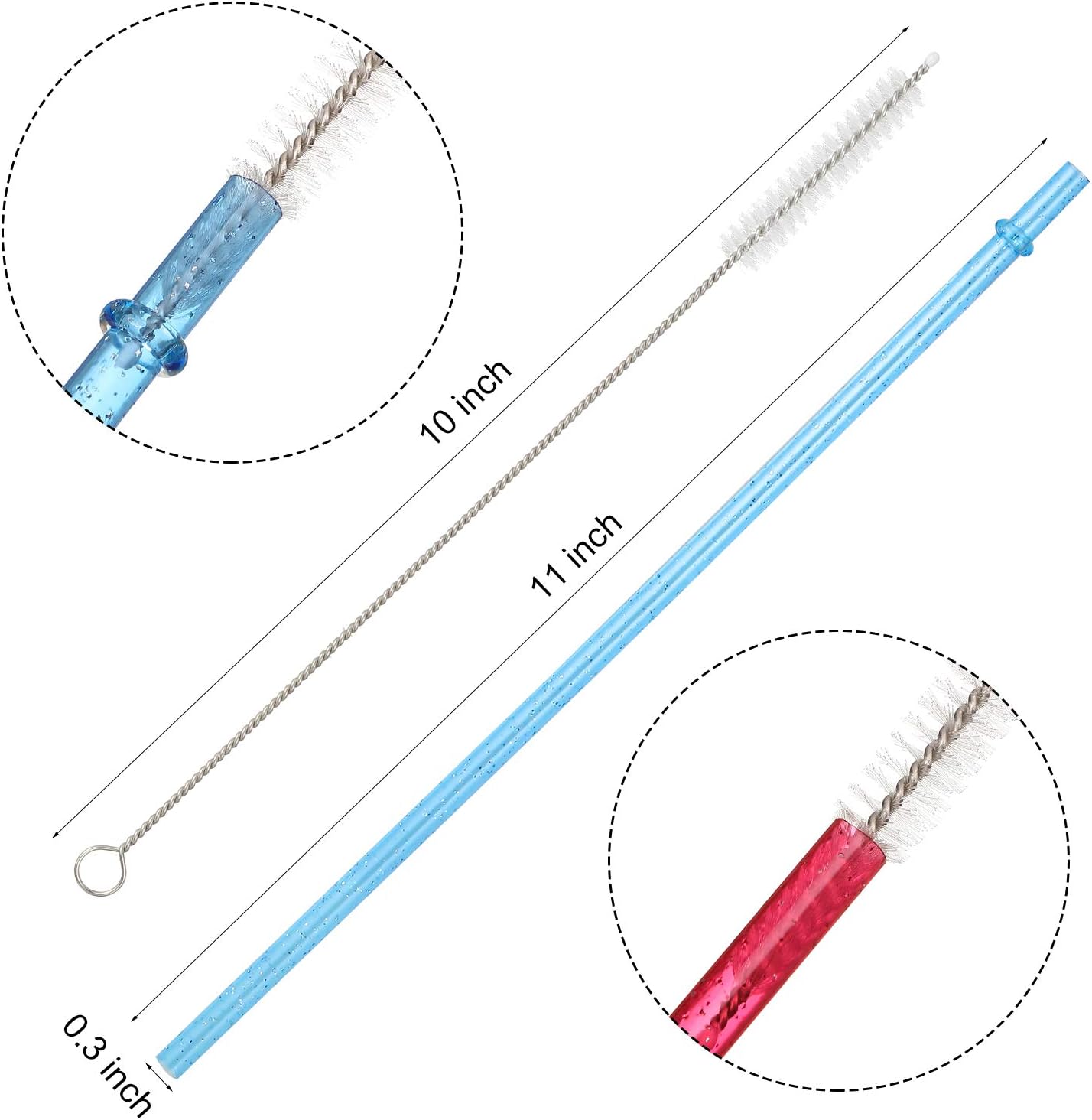 48 Pcs Plastic Straws with Team Bride Flags Reusable Glitter Drinking Straw(Red, Dark Blue, Pink, Champagne, Purple, Blue)