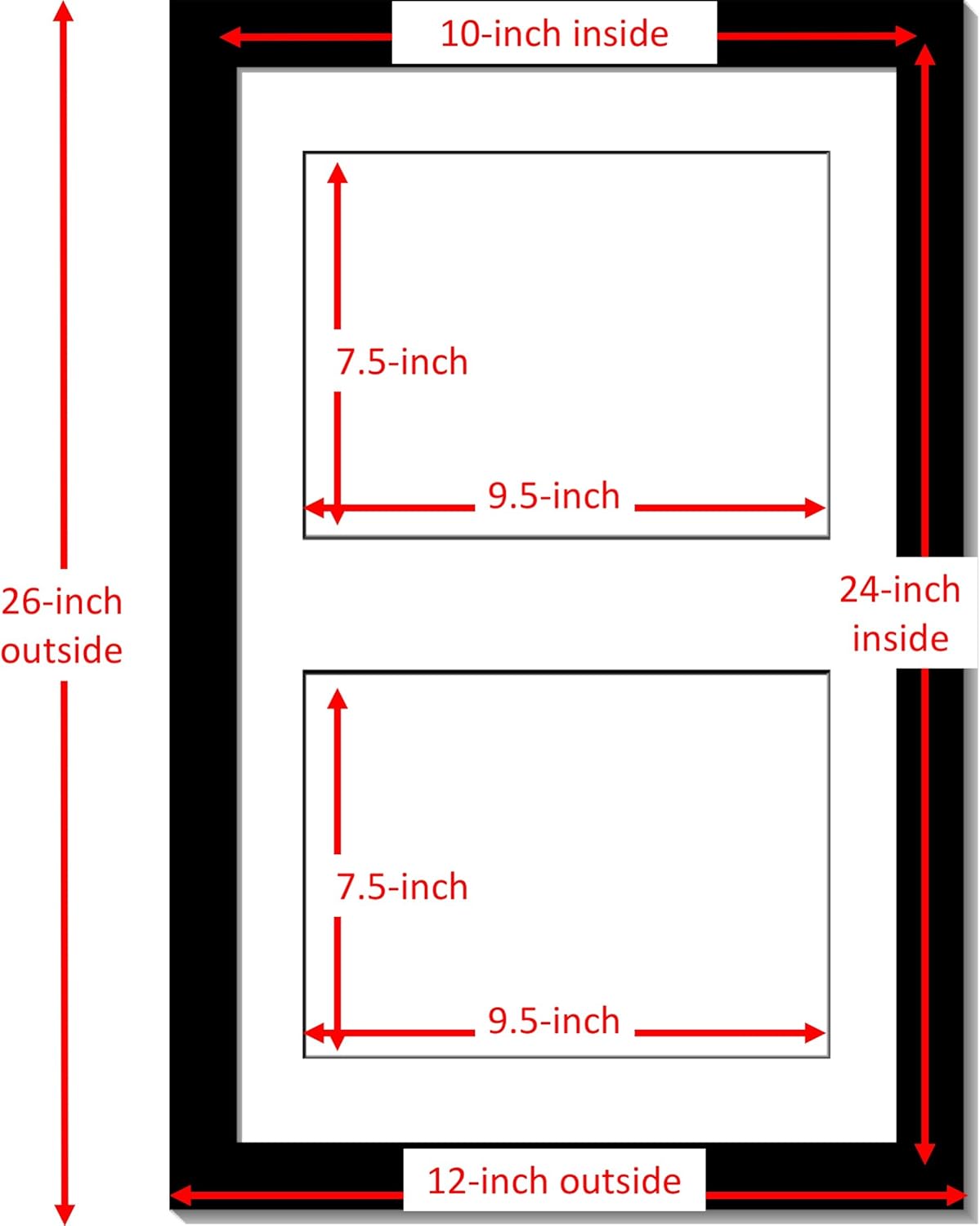 Creative Picture Frames 14X20Bk-W Black Vertical Double Diploma Frame With 2 Opening White Matting | Holds 2-8X10-Inch Documents With Installed Wall Hanger