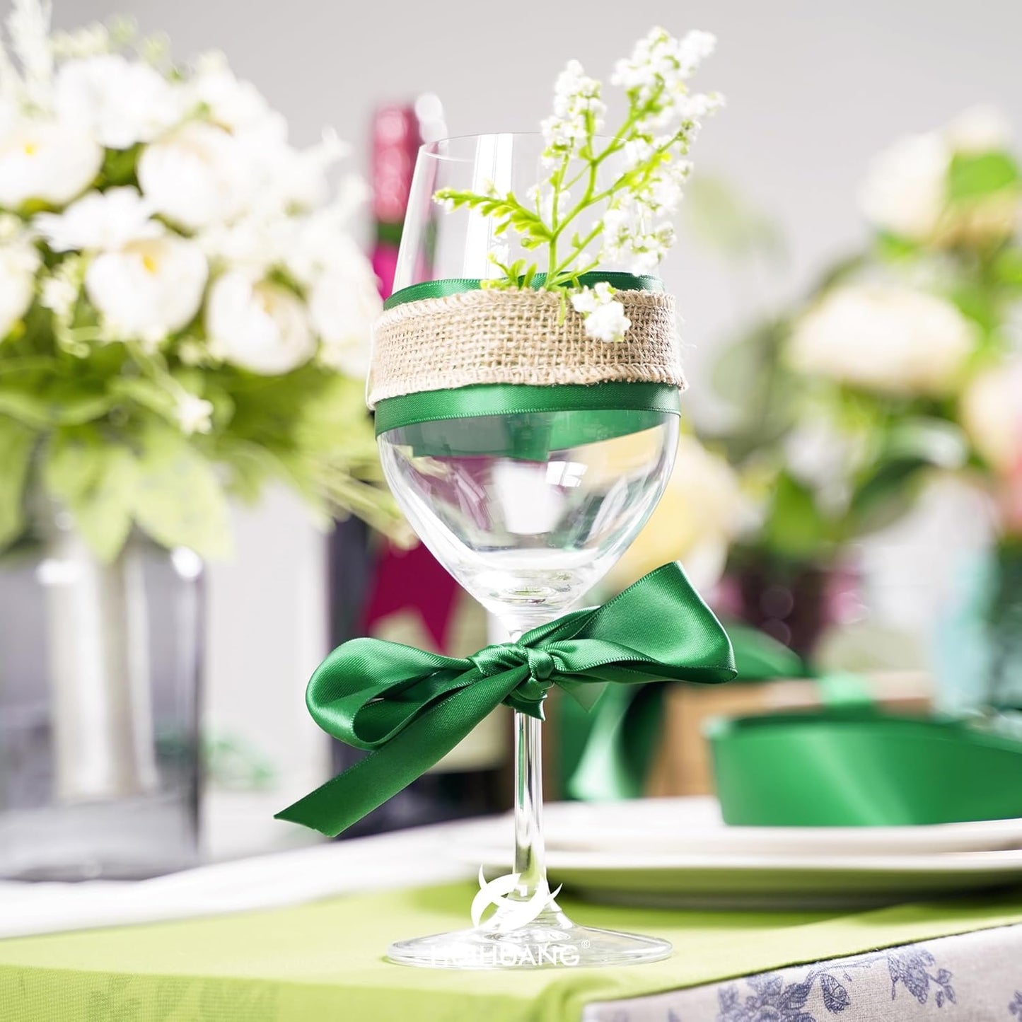 HUIHUANG 1-1/2 inch Double Face Satin Ribbon, Polyester Forest Green Ribbon 50 Yards Per Roll for Gift Wrapping Bows Making Floral Bouquet Christmas Tree Decor Party Favor and Craft Supplies