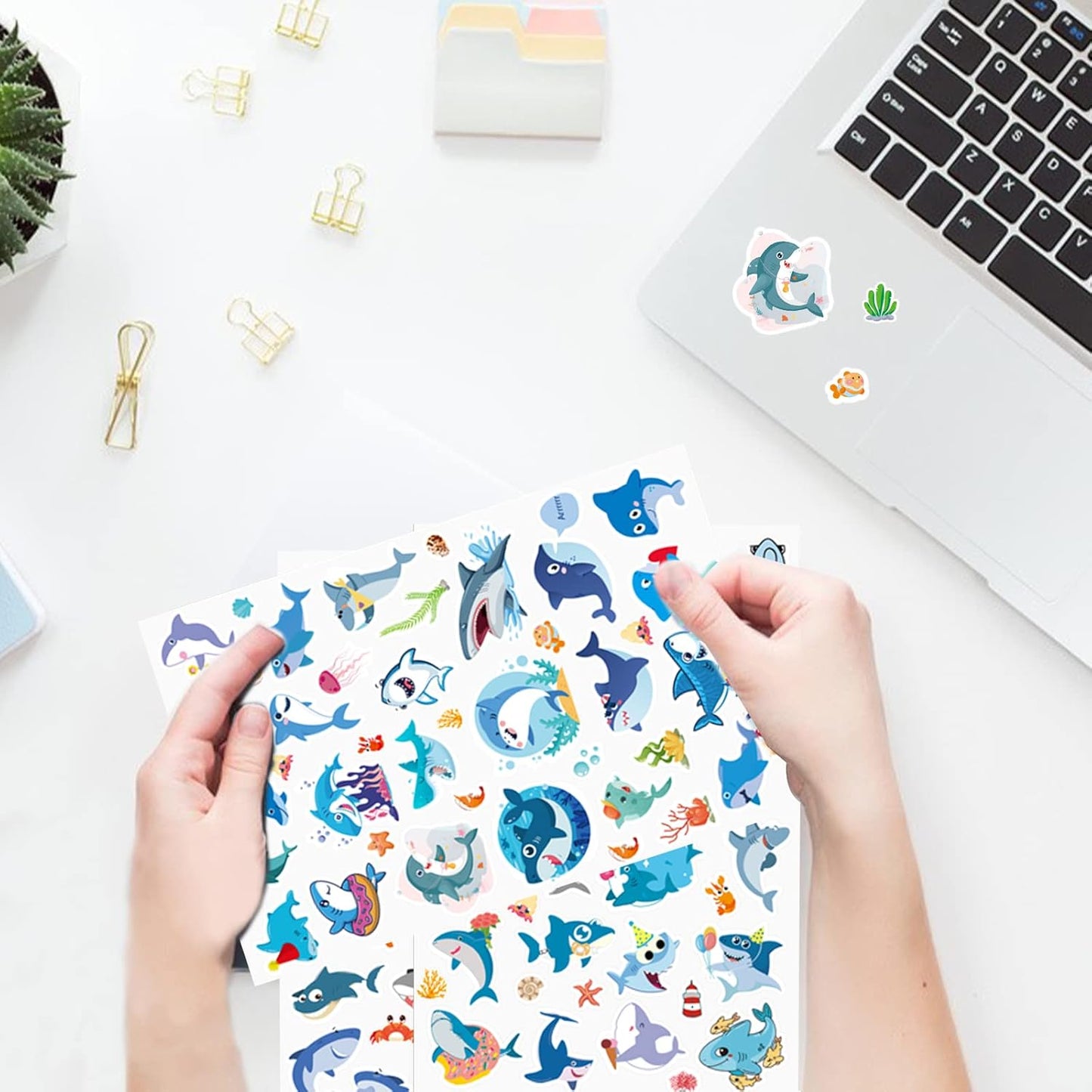 Cool Shark Stickers 755 Count Ocean Sea Animal Tropical Fish Shark Adhesive Decal Stickers for Boys Girls Birthday Invitations Under The Sea Party Goodie Gifts Bags Sticker Decor Class Rewards