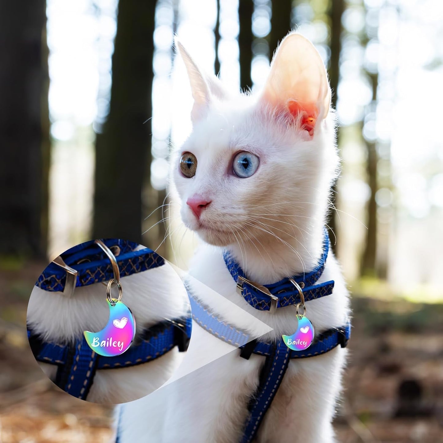 Dog Tags Engraved for Pets - YEHANTI Personalized Dog Tags with Lovely Icons, Durable Stainless Steel Pet ID Tags for Small Large Dogs Cats, Custom Dog Name Tags Engraved on Both Sides (Moon)