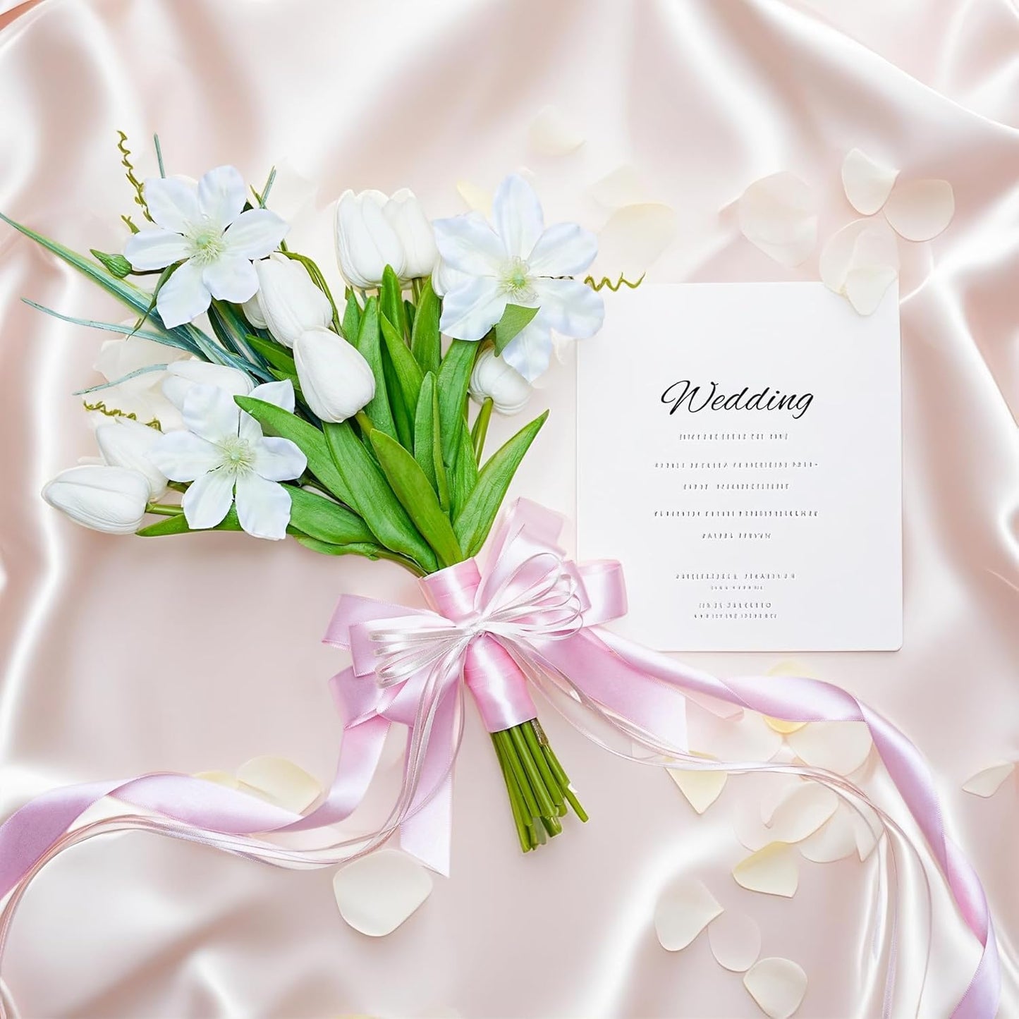 LaRibbons Light Pink Satin Ribbon 1 Inch 50 Yards Luxury Double Faced Pink Silk Ribbon for Gift Wrapping Flower Bouquet Crafts Wedding BabyShower Decoration