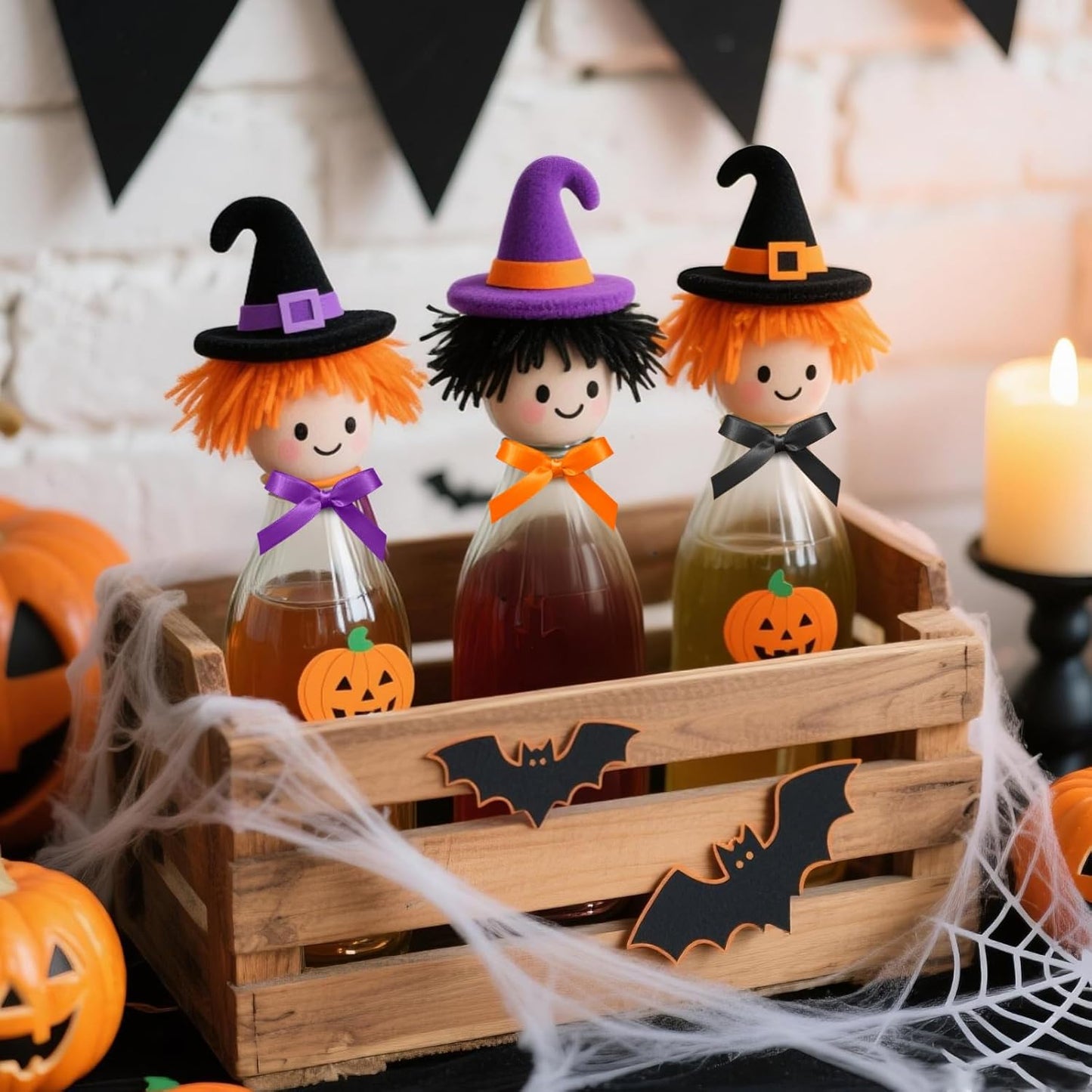 4 Rolls 200 Yards Halloween Ribbon, 3/8 Inch Polyester Satin Ribbon for Gift Wrapping, Halloween, Christmas and Birthday Party Decoration, Craft, Flower Bouquet, Sewing(Orange, Black, White, Purple)