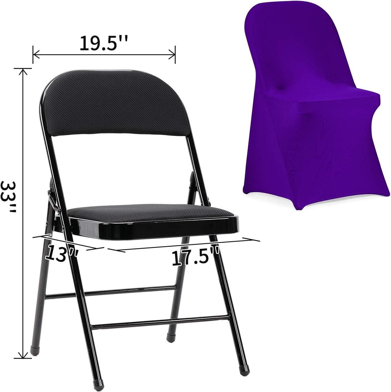 Peomeise Stretch Spandex Folding Chair Cover for Wedding Party Dining Banquet Event (Purple,25pcs)