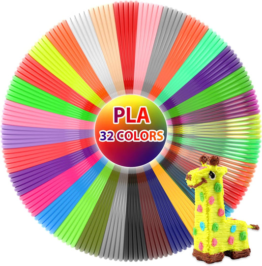 32 Colors 3D Pen Filament 1.75mm PLA, Each Color 20 Feet, Total 640 Feet 3D Pen Filament Refills 3D Printing Pen Refills with High-Precision Diameter Not Compatible with 3Doodler Pen