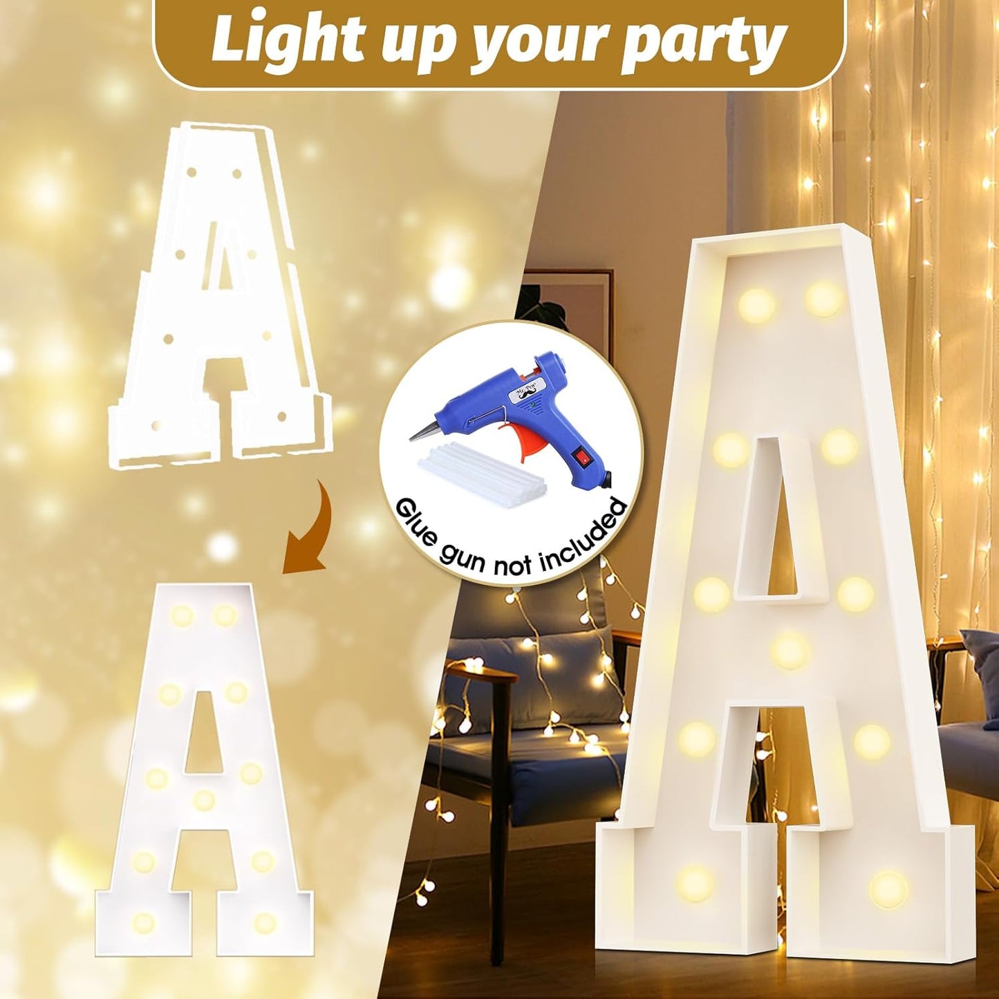 Ledido 4FT Marquee Light Up Numbers Large Light Up Letters for Party Decoration, Marquee Numbers for 2nd 20th Birthday Anniversary, Pre-cut Foam Board Assembly Required Number 2