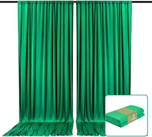2 Panels Deep Green Backdrop Curtain, 10 x 7 Feet Background Curtains for Parties, Weddings, Baby Showers, Bachelorette Halloween, Christmas Birthday Party Photoshoot Backdrop Curtains Decorations