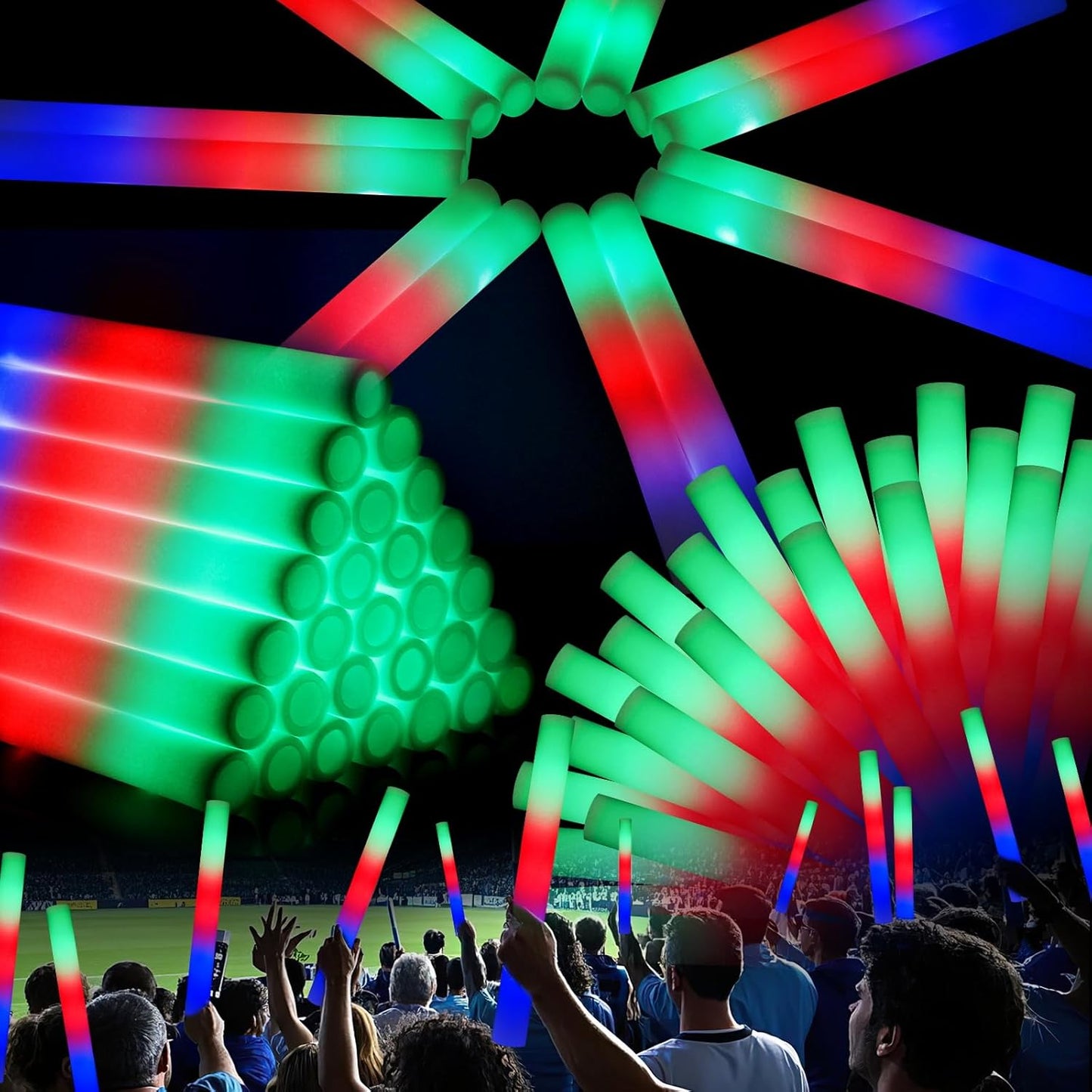 AOWDIAO 45 Pcs 16″ Foam LED Glow Sticks, 3 Light Up Modes, Party Favors for Wedding, Festival & More