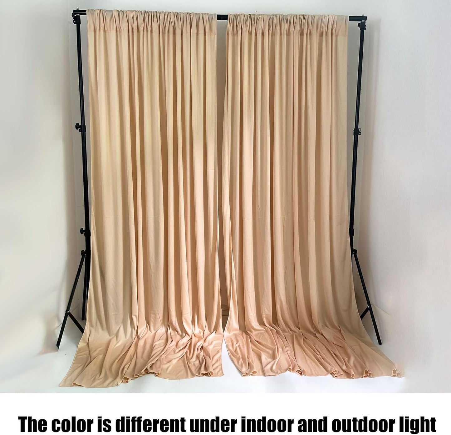 10 x 7 Feet Champagne Backdrop Curtain for Partie, Background Curtains for Photoshoot, Birthday, Wedding, Halloween, Thanksgiving, Christmas Day, New Year Party Decorations 5Ft x 7Ft, 2 Panels