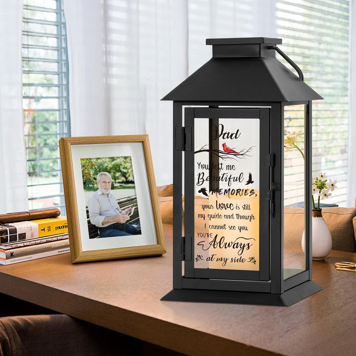 Memorial Lantern Bereavement Gifts in Memory of Loved One Memorial Gifts for Loss of Father Remembrance Sympathy Gifts for Loss of Loved One with LED Candle and Remote