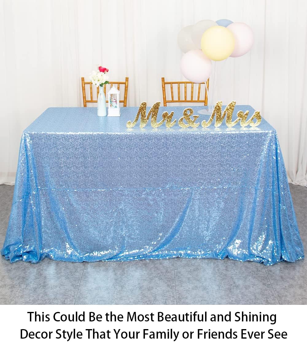 ShinyBeauty Square Tablecloth 72x72-Inch Sequin Tablecloth Overlay Baby Blue Table Cover Sequined Table Cloths for Wedding Light Blue Shimmer Tablecloth Linen Square Table Overlay for Cocktail/Cake