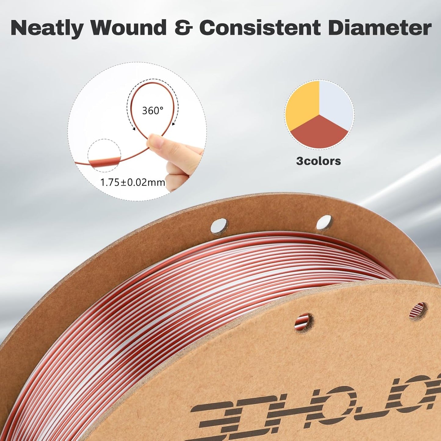 Silk PLA Filament 1.75mm Gold Silver Copper Triple Color PLA 3D Printer Filament 3 in 1 Coextrusion 1KG Spool(2.2lbs) 3D Printing Filament Dimensional Accuracy +/- 0.03mm