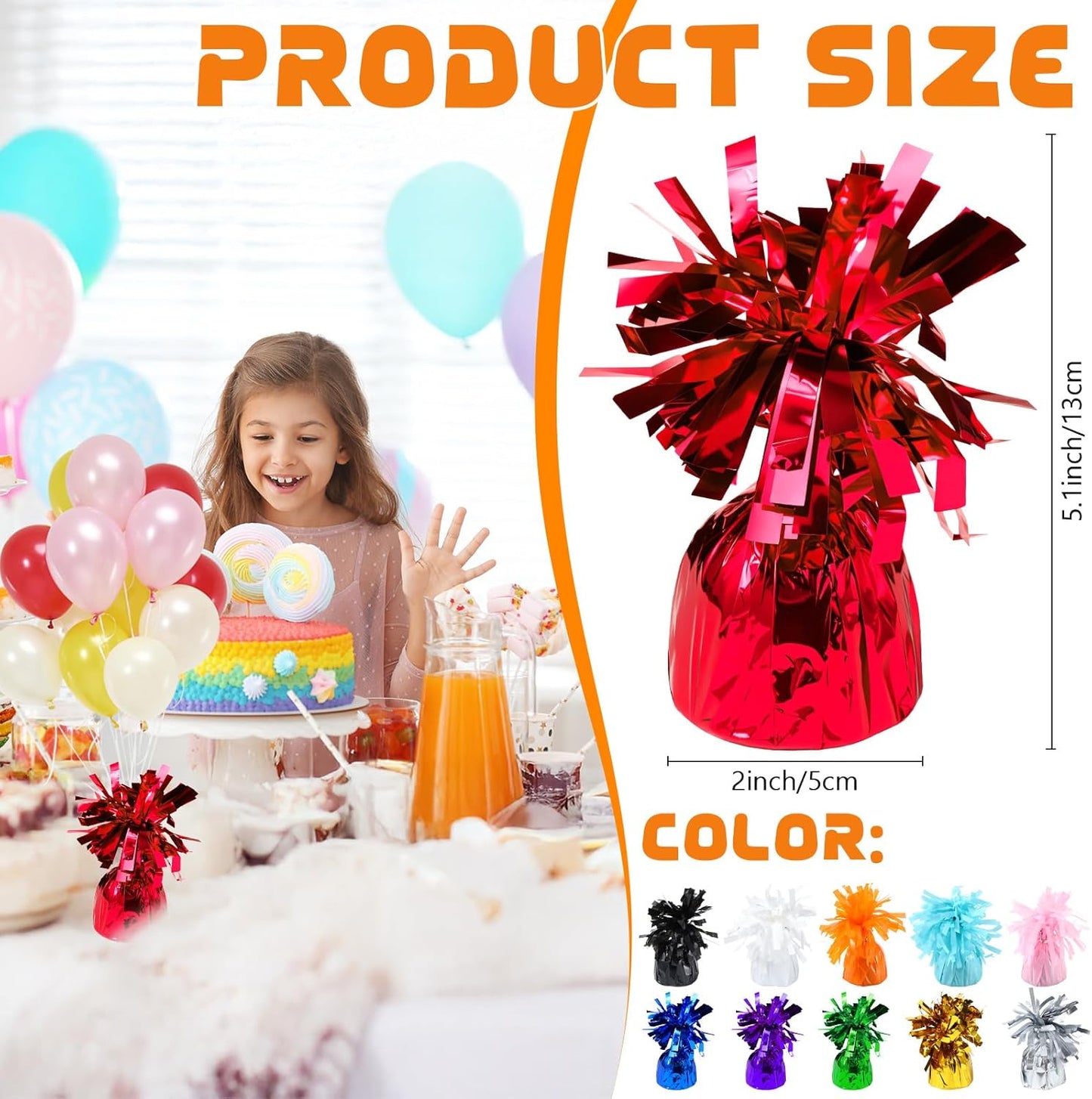 8 Pcs Red Metallic Balloon Weights Holder Anchors Balloon Holder Weights for Helium Balloons Birthday Graduation Party Christmas Wedding Celebration Decoration (Red)