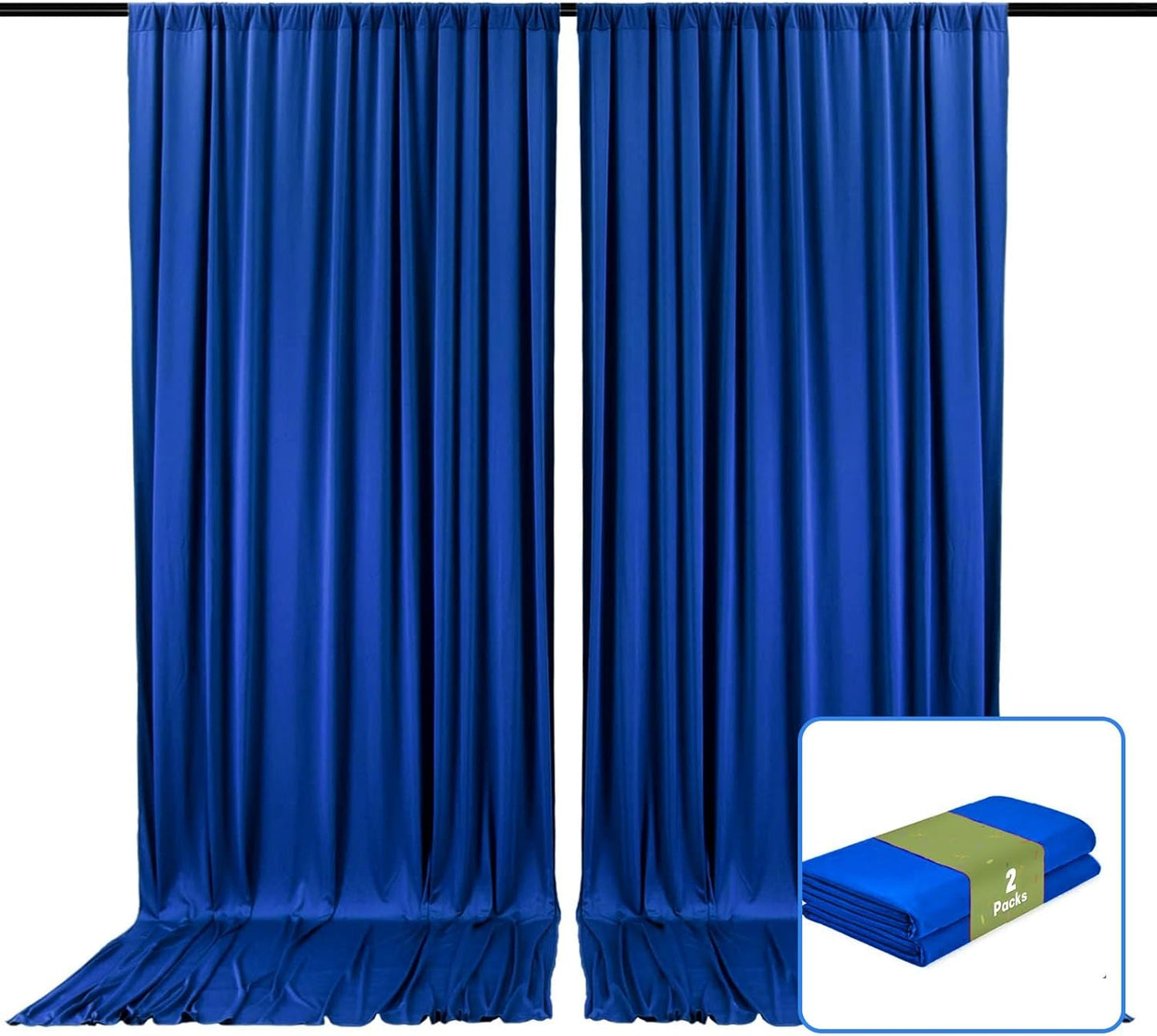 2 Panels Blue Backdrop Curtain, 10 x 7 Feet Background Curtains for Parties, Weddings, Baby Showers, Bachelorette Halloween, Christmas Birthday Party Photoshoot Backdrop Curtains Decorations