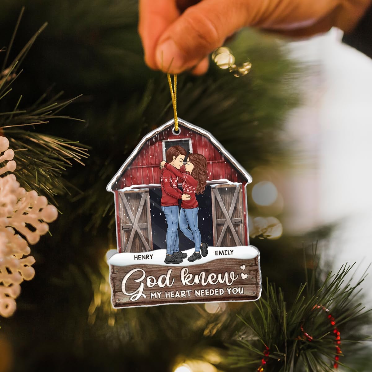 Pawfect House God Knew My Heart Needed You, Personalized Christmas Ornaments Gifts for Couples, Christmas Anniversary Birthday Gifts for Husband, Wife, Wooden Ornaments, Housewarming Gift for Her, Him