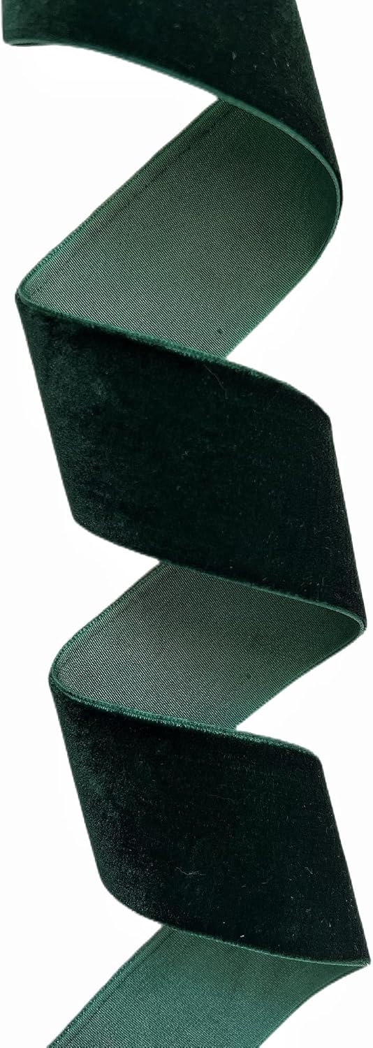Hunter Green Velvet Ribbon, 1 1/2-Inch by 25-Yard Spool