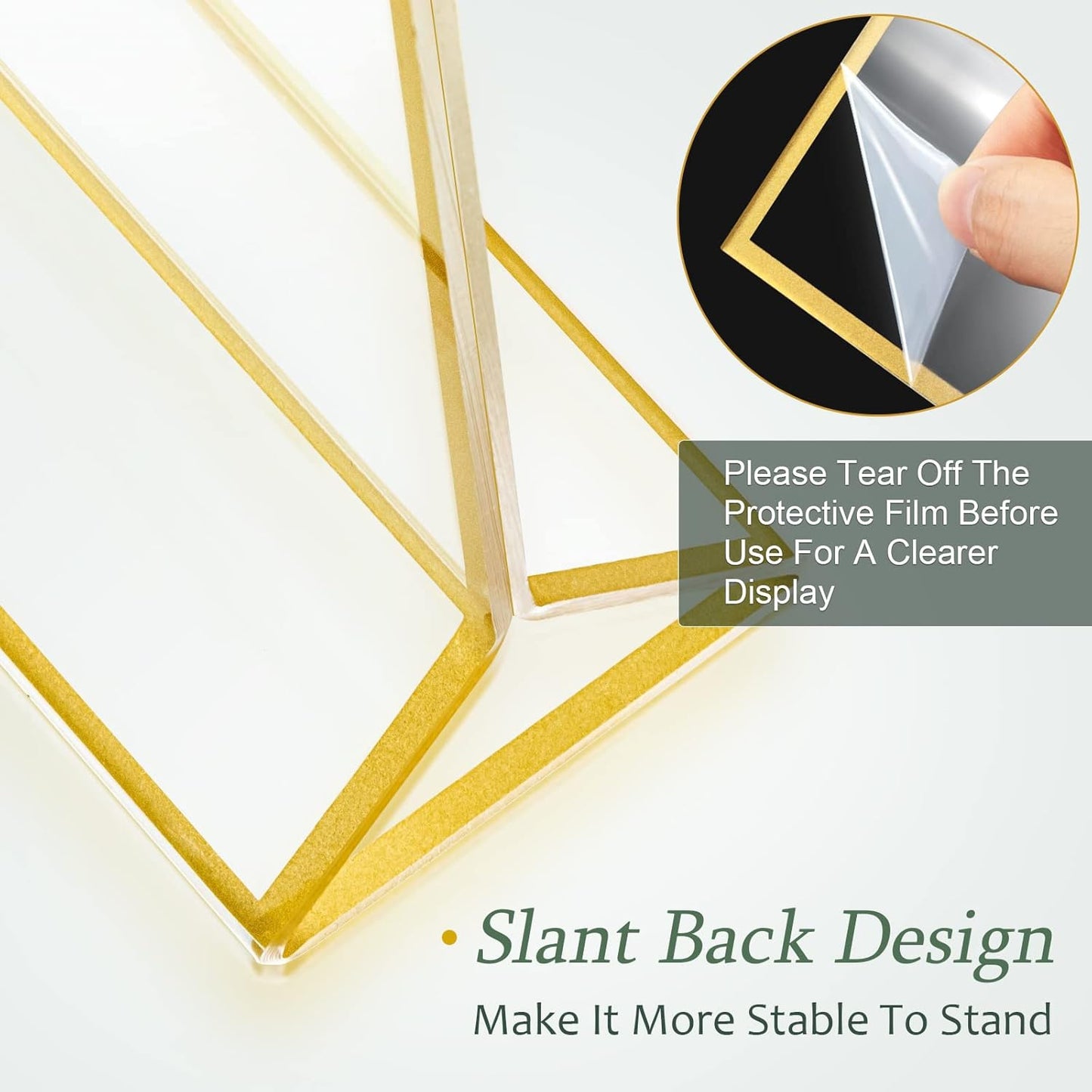 24 Pack Gold Picture Frames 4 x 6 Inch Clear Acrylic Sign Holders Double Sided Display Frames Bulk with Stand 2 mm Gold Border for Table Numbers Wedding Party (Vertical)