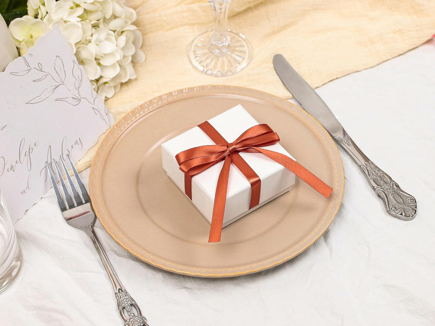 Copper Satin Ribbon 3/8 inch X Continuous 25 Yards, Single Face Polyester Ribbon Perfect for Gift Wrapping, Flower Bouquet, Wedding Decor, Crafts, Bow Making, Sewing and More