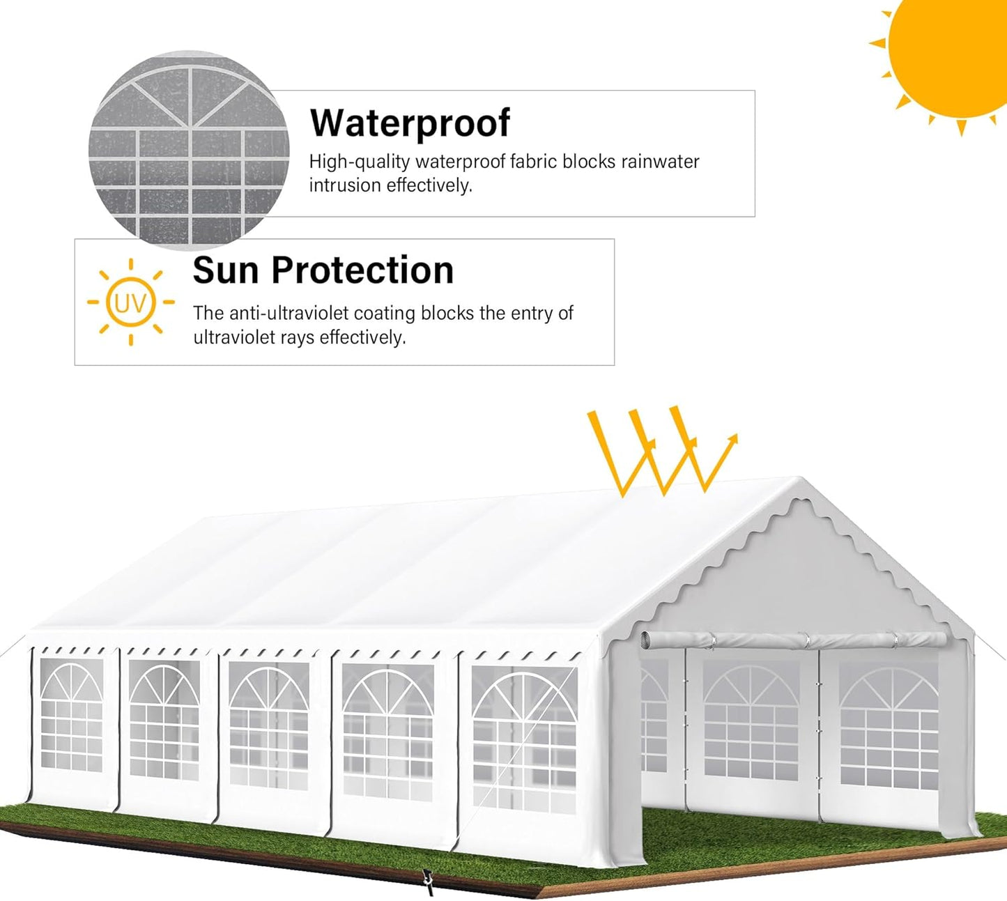 HERA'S PALACE 16'x 32' Outdoor Tents for Parties Large Canopy Tent with 12 Removable Sidewalls Heavy Duty Party Tent for Graduation Wedding and Birthday (White)