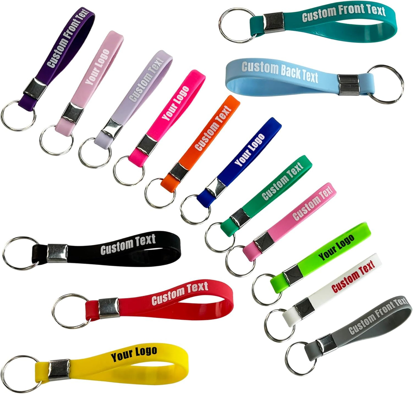30-5000PCS Personalized Silicone Keychains Custom Bulk With Text/Logo，Customizable Rubber Keyring for Women Men Key