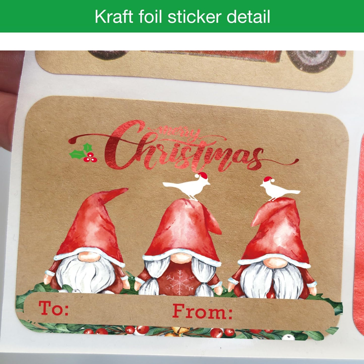 80-Count Foil Kraft Christmas Tags Sticker，8 Jumbo Designs - Xmas to from Christmas Stickers Name Tags Write On Labels - Holiday Present Label…