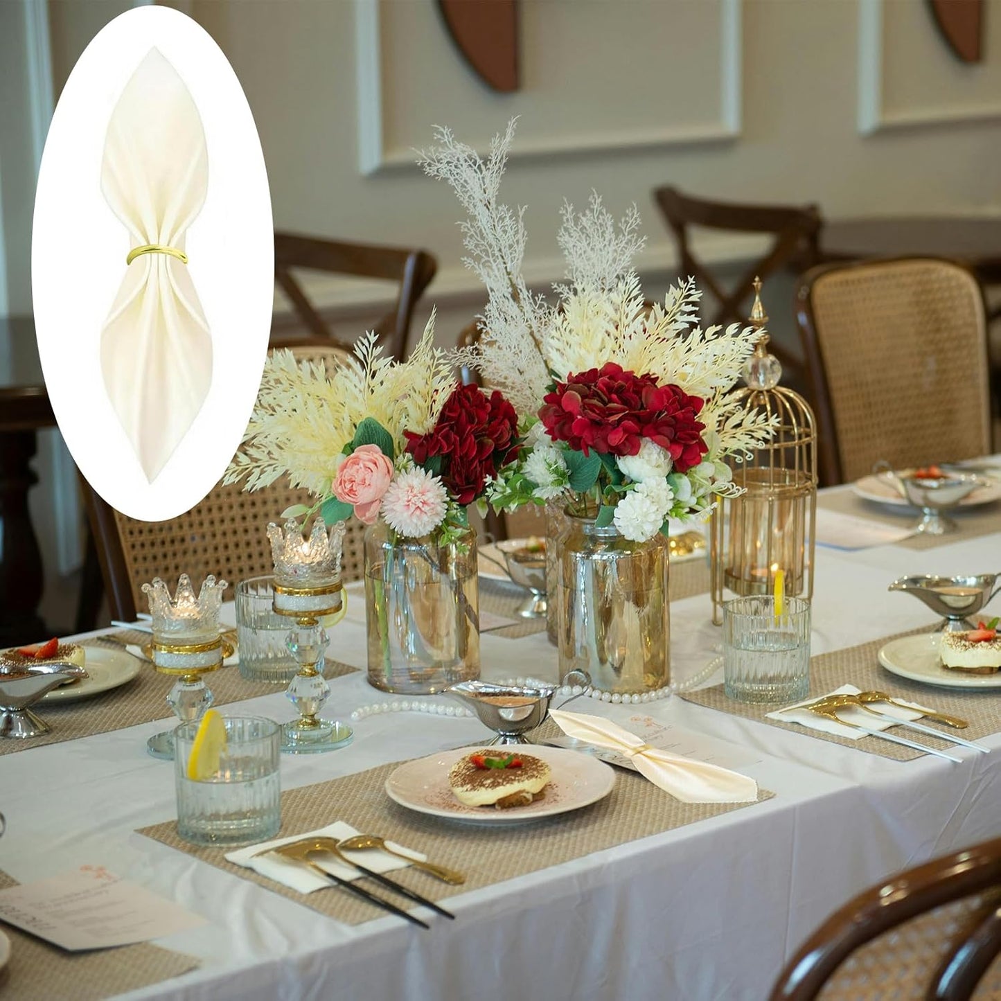 40 Pcs Gold Napkin Rings - Metal Napkin Ring(Round) Stainless Steel Napkin Rings for Table Settings Wedding Christmas Party Dinner Table