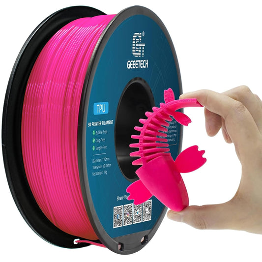 Geeetech TPU Filament 1.75mm – 95A Flexible 3D Printer Filament with High Elasticity, 1KG (2.2lbs) Spool, Dimensional Accuracy ±0.03mm, Fits Most FDM Printers (Pink)