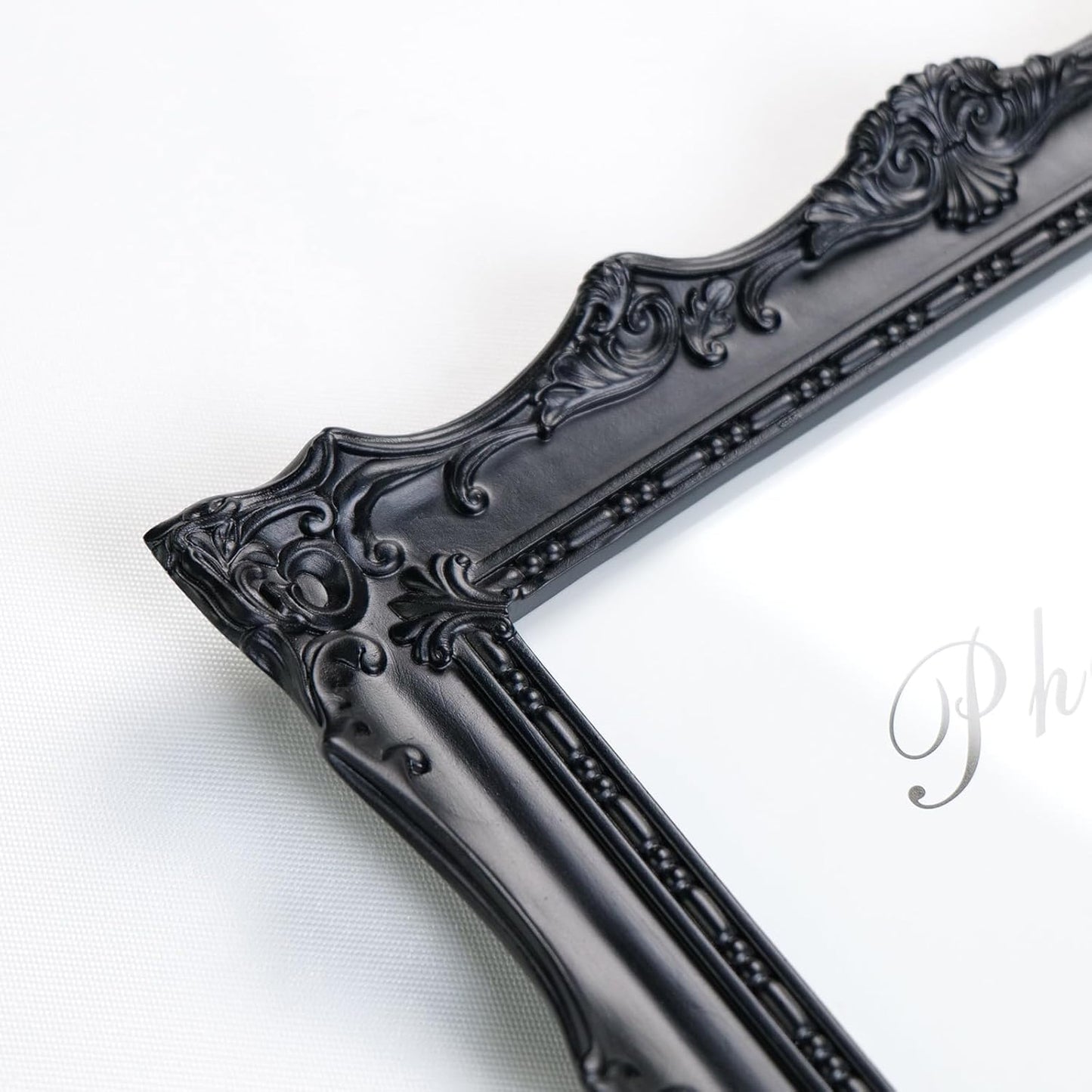 Cuspin 8x10 Black Picture Frame, Handcrafted Resin Frame with Exquisite Carved Details & Glass Front, Vintage Antique Design for Wall Hanging or Tabletop Display, Home Decor