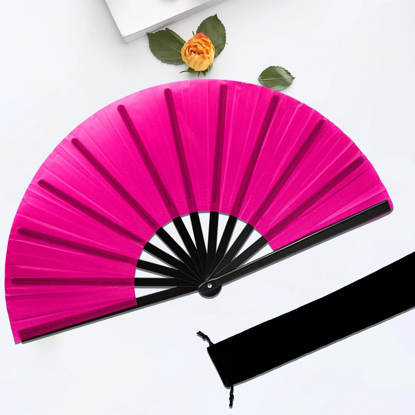 13inch Large Rave Fan Popping Clacking Fans for Line Dancing,Hand Fans for Women Foldable,Boots on The Ground Fan,Portable for Outdoor,Wedding,Party,Decoration (4pcs Pink)