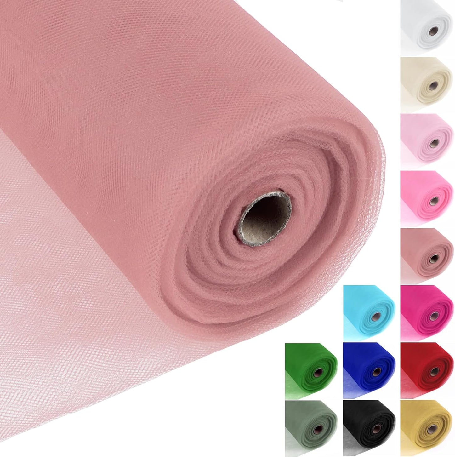 Antique Pink Tulle Fabric Rolls 54 Inch x 40 Yards Large Mesh Tull Bolt for Wedding, Garden Netting, Tutu Skirt, Party Decoration and Craft Supplies
