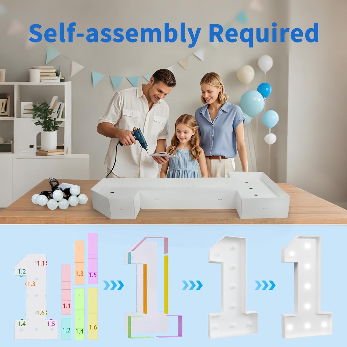 Marquee Numbers Large 60th-Birthday Decorations: 4ft Light Up Number Party Decor 60 Year Old Women And Men Birthday Decoration Backdrop Anniversary Cardboard Big Mosaic Balloon Frame Number 60