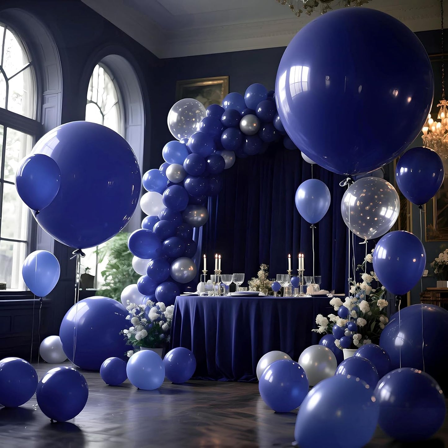 KAWKALSH Dark Blue Balloons 9pcs 36 Inch Extra Large Big Jumbo Giant Matte Navy Blue Latex Balloons for Graduation New Year Weddings Father's Day Baby Shower Birthday Party Decorations