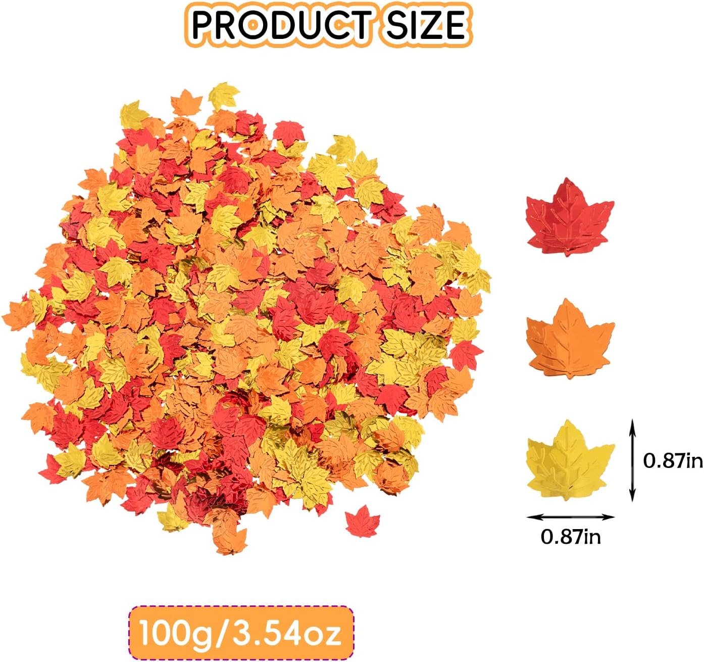 Fall Maple Leaf Confetti Decorations, Thanksgiving Metallic Foil Maple Leaves Table Confetti Glitter Sprinkles Sequin for Thanksgiving's Day Autumn Party Home Decoration, 800pcs/100g
