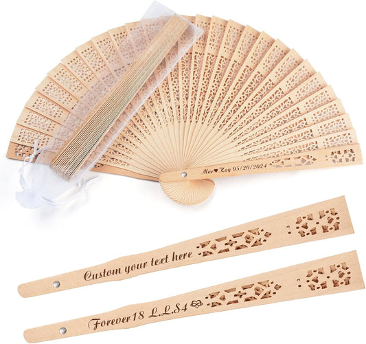 20Pcs Personalized Folding Hand Fans Custom Engraved Summer Wedding Fans,Personalized Wooden Fans Party Favor Bridal Shower Gifts for Guests
