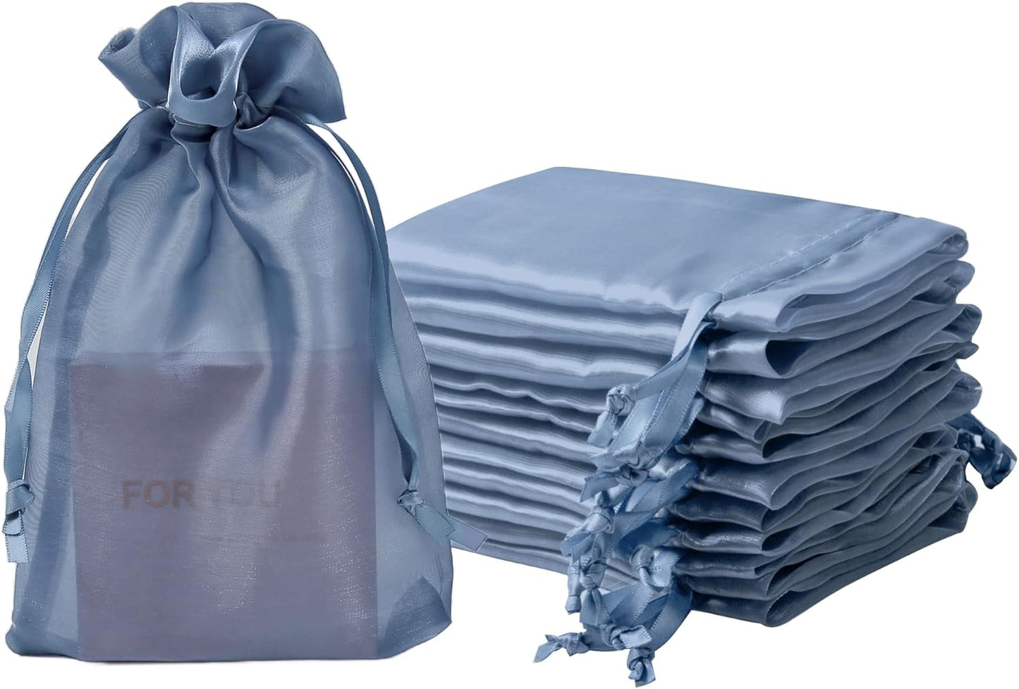 QIANF 20 Pcs Dark Blue Organza Bags 6X9 inch for Wedding Favors with Drawstring, Large Mesh Gift Bags Jewelry Pouch for Candy Bridal Shower Party Favor Baby Shower Christmas